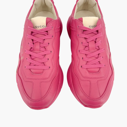 Gucci Rhyton Logo Sneaker in Pink Leather Size 38