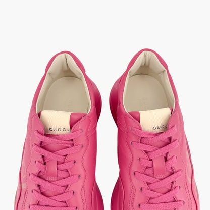 Gucci Rhyton Logo Sneaker in Pink Leather Size 38