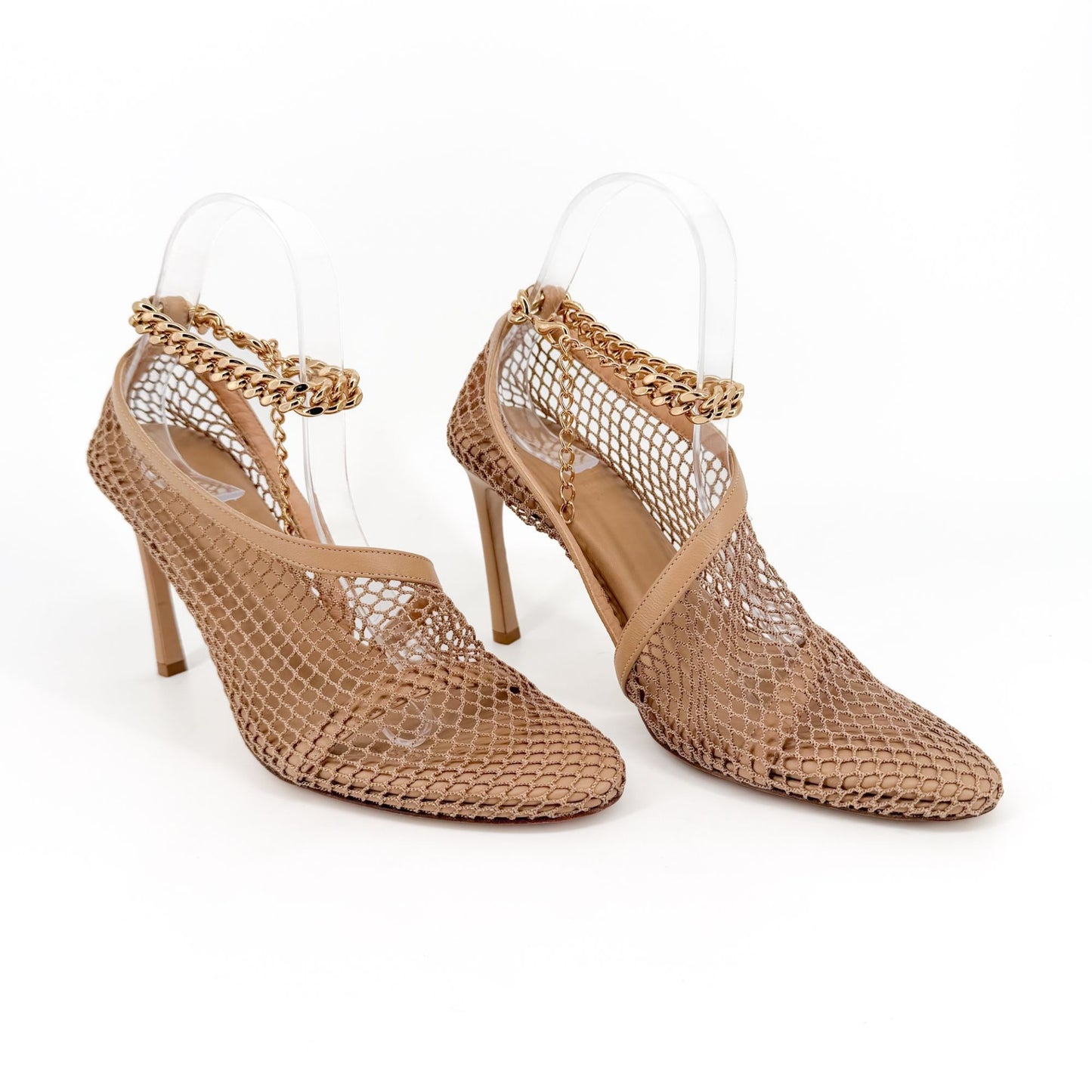 Bottega Veneta Trim Mesh Chain Sandals Beige Size 39