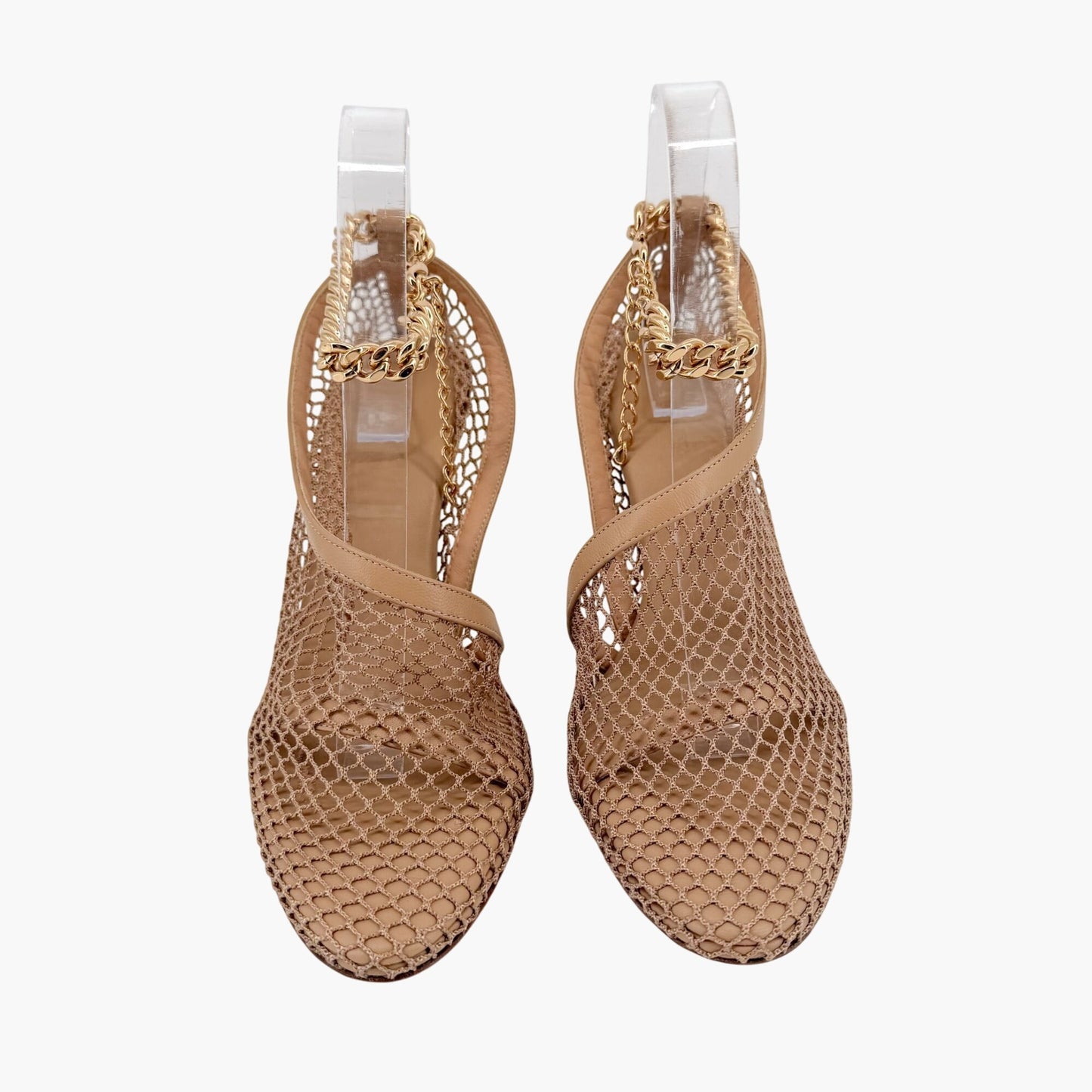 Bottega Veneta Trim Mesh Chain Sandals Beige Size 39