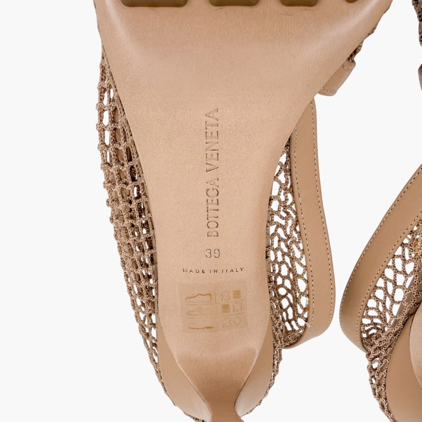 Bottega Veneta Trim Mesh Chain Sandals Beige Size 39
