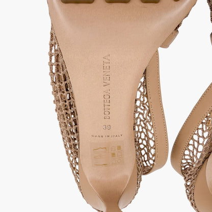 Bottega Veneta Trim Mesh Chain Sandals Beige Size 39