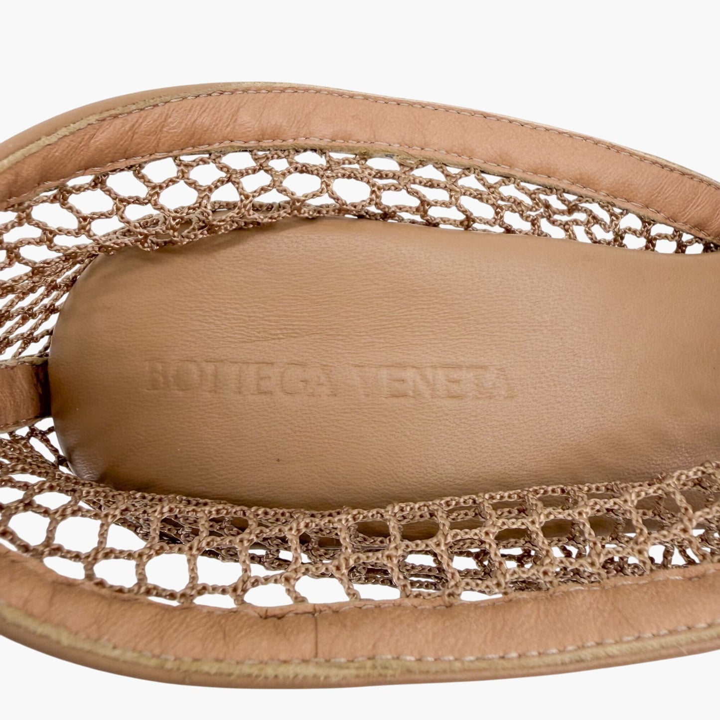 Bottega Veneta Trim Mesh Chain Sandals Beige Size 39