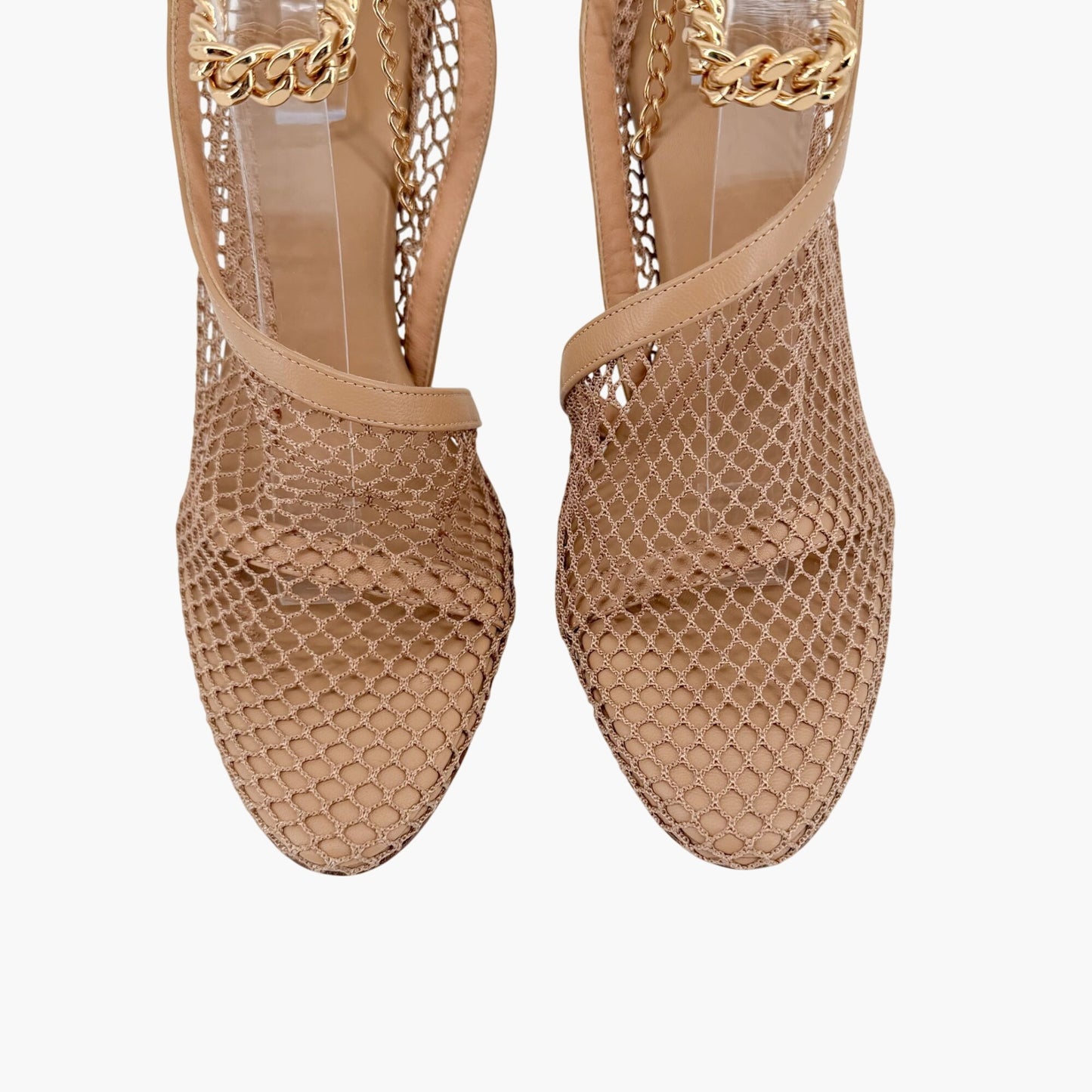 Bottega Veneta Trim Mesh Chain Sandals Beige Size 39