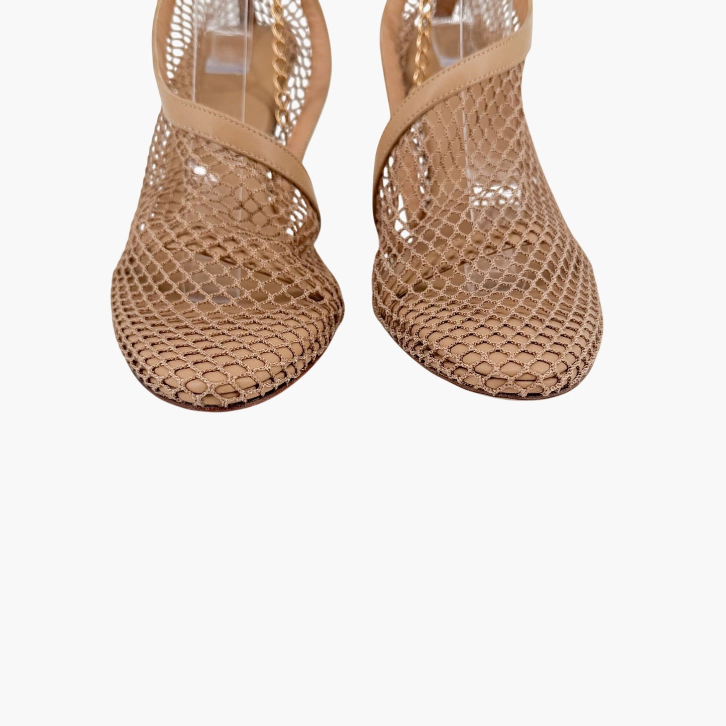 Bottega Veneta Trim Mesh Chain Sandals Beige Size 39