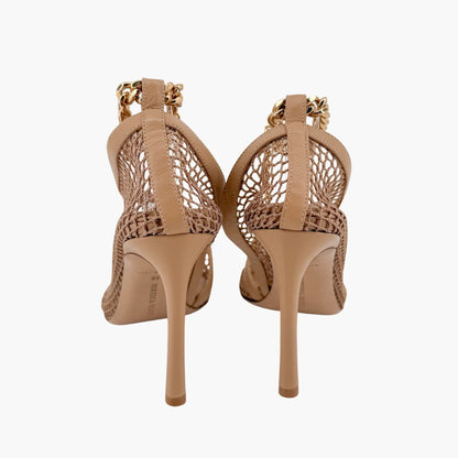 Bottega Veneta Trim Mesh Chain Sandals Beige Size 39