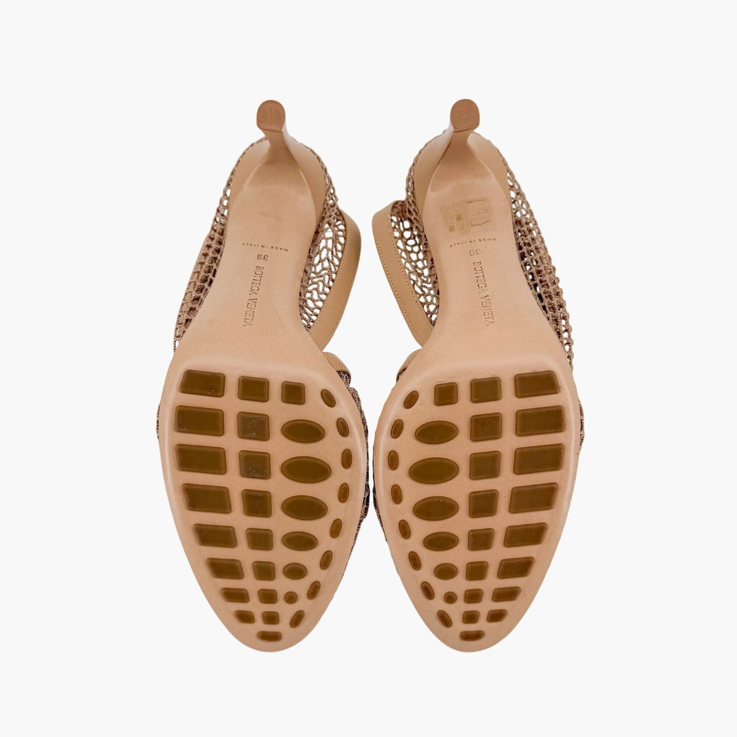 Bottega Veneta Trim Mesh Chain Sandals Beige Size 39