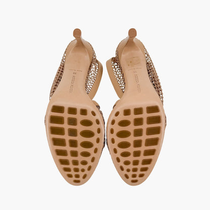 Bottega Veneta Trim Mesh Chain Sandals Beige Size 39