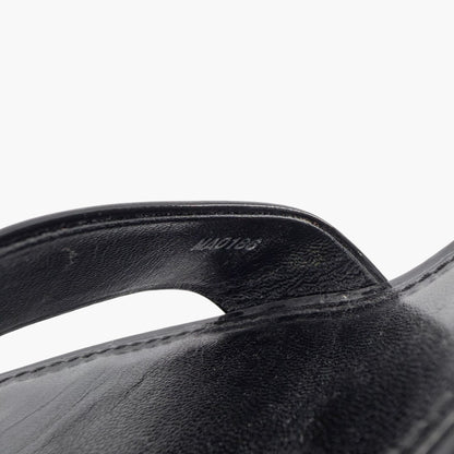 Louis Vuitton Silver Light Block Heel Sandals Black Patent Size 38.5
