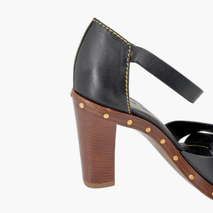 Louis Vuitton S Lock Studded Block Heel Sandals Size 36.5