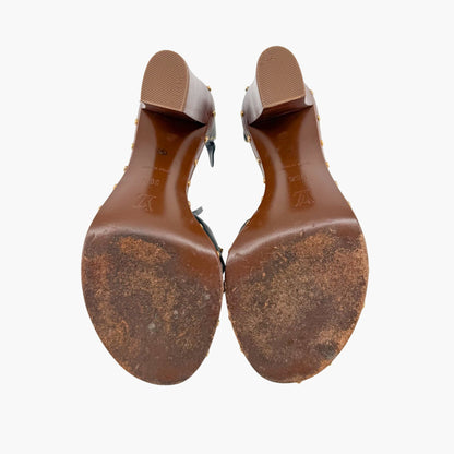 Louis Vuitton S Lock Studded Block Heel Sandals Size 36.5