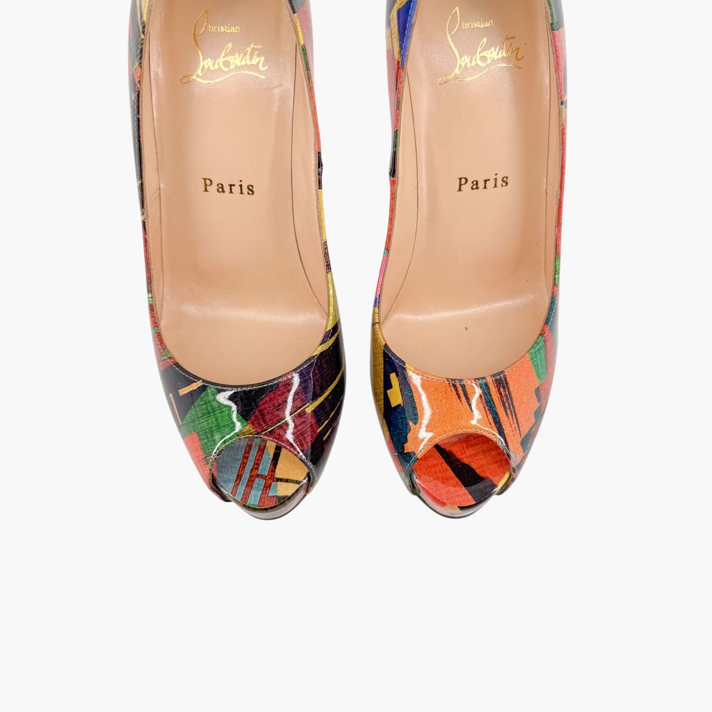 Christian Louboutin New Very Prive 120 Platform Pumps in Multicolor Patent Leather Size 36.5