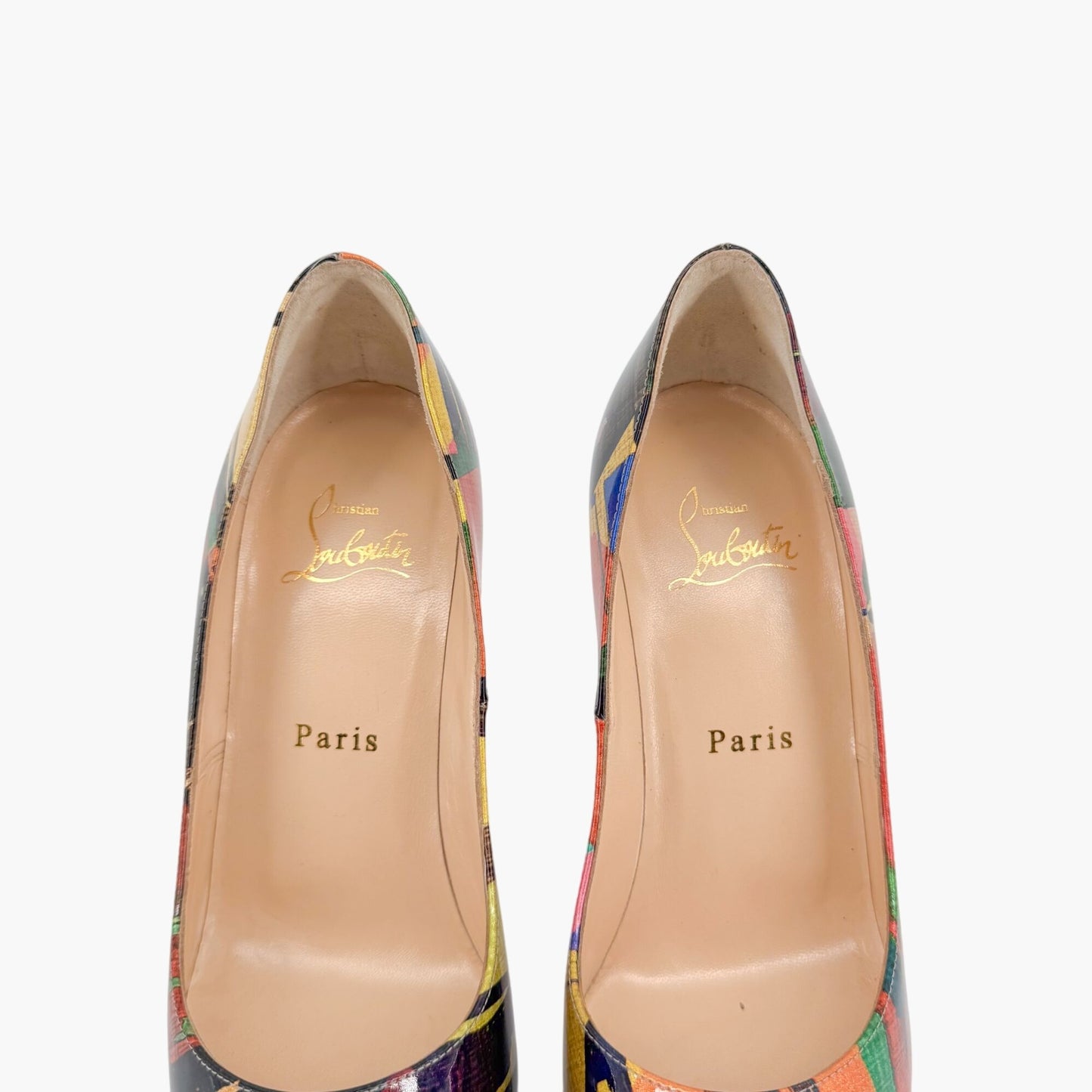 Christian Louboutin New Very Prive 120 Platform Pumps in Multicolor Patent Leather Size 36.5