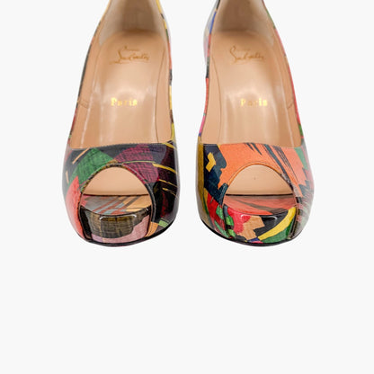 Christian Louboutin New Very Prive 120 Platform Pumps in Multicolor Patent Leather Size 36.5