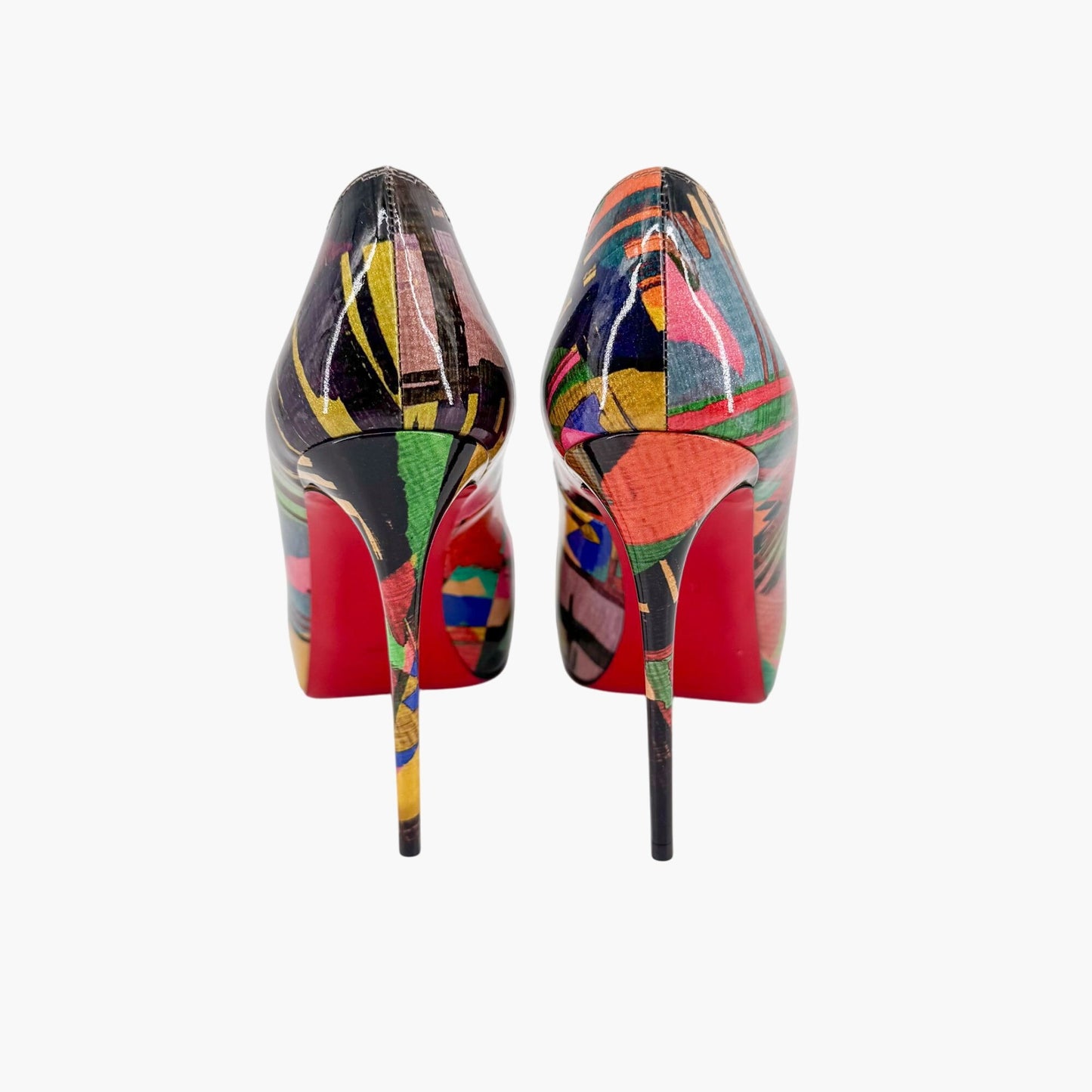 Christian Louboutin New Very Prive 120 Platform Pumps in Multicolor Patent Leather Size 36.5