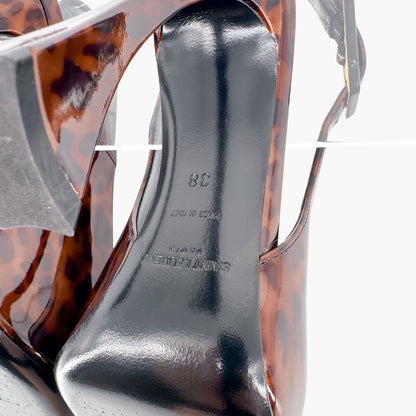 Saint Laurent Dune 110 Slingback Pumps in Brown Tortoise Patent Leather – Size 38