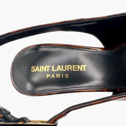 Saint Laurent Dune 110 Slingback Pumps in Brown Tortoise Patent Leather – Size 38