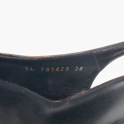 Saint Laurent Dune 110 Slingback Pumps in Brown Tortoise Patent Leather – Size 38