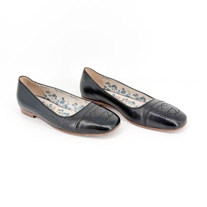 Gucci Hills GG Cap Toe Ballet Flats Black Size 37.5