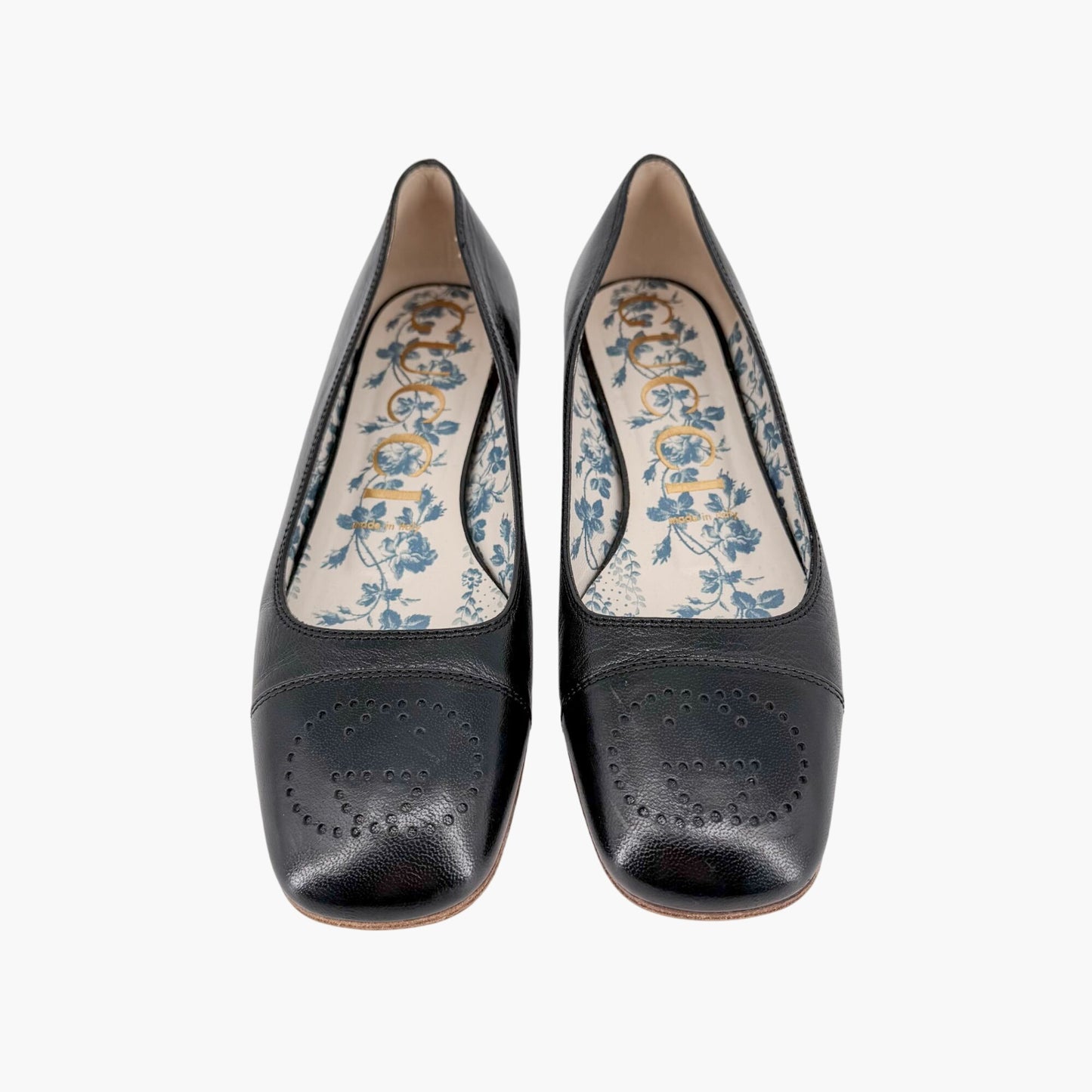 Gucci Hills GG Cap Toe Ballet Flats Black Size 37.5