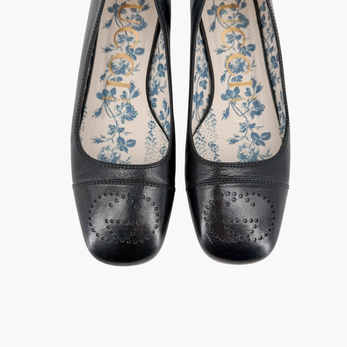 Gucci Hills GG Cap Toe Ballet Flats Black Size 37.5