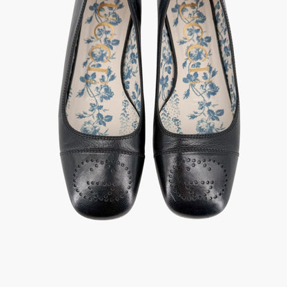 Gucci Hills GG Cap Toe Ballet Flats Black Size 37.5