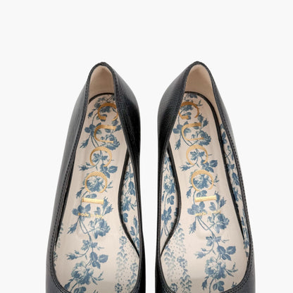 Gucci Hills GG Cap Toe Ballet Flats Black Size 37.5