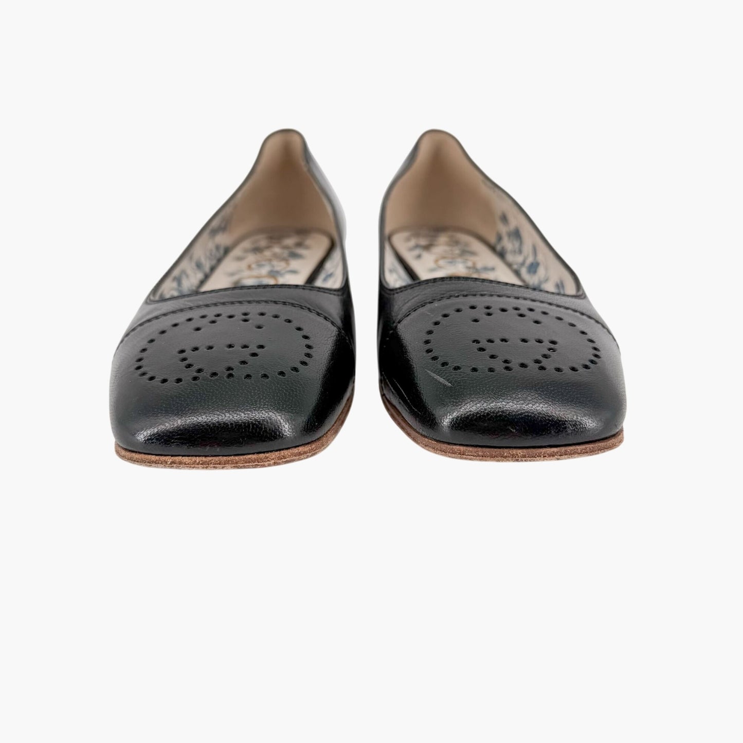 Gucci Hills GG Cap Toe Ballet Flats Black Size 37.5