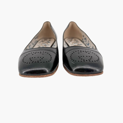 Gucci Hills GG Cap Toe Ballet Flats Black Size 37.5