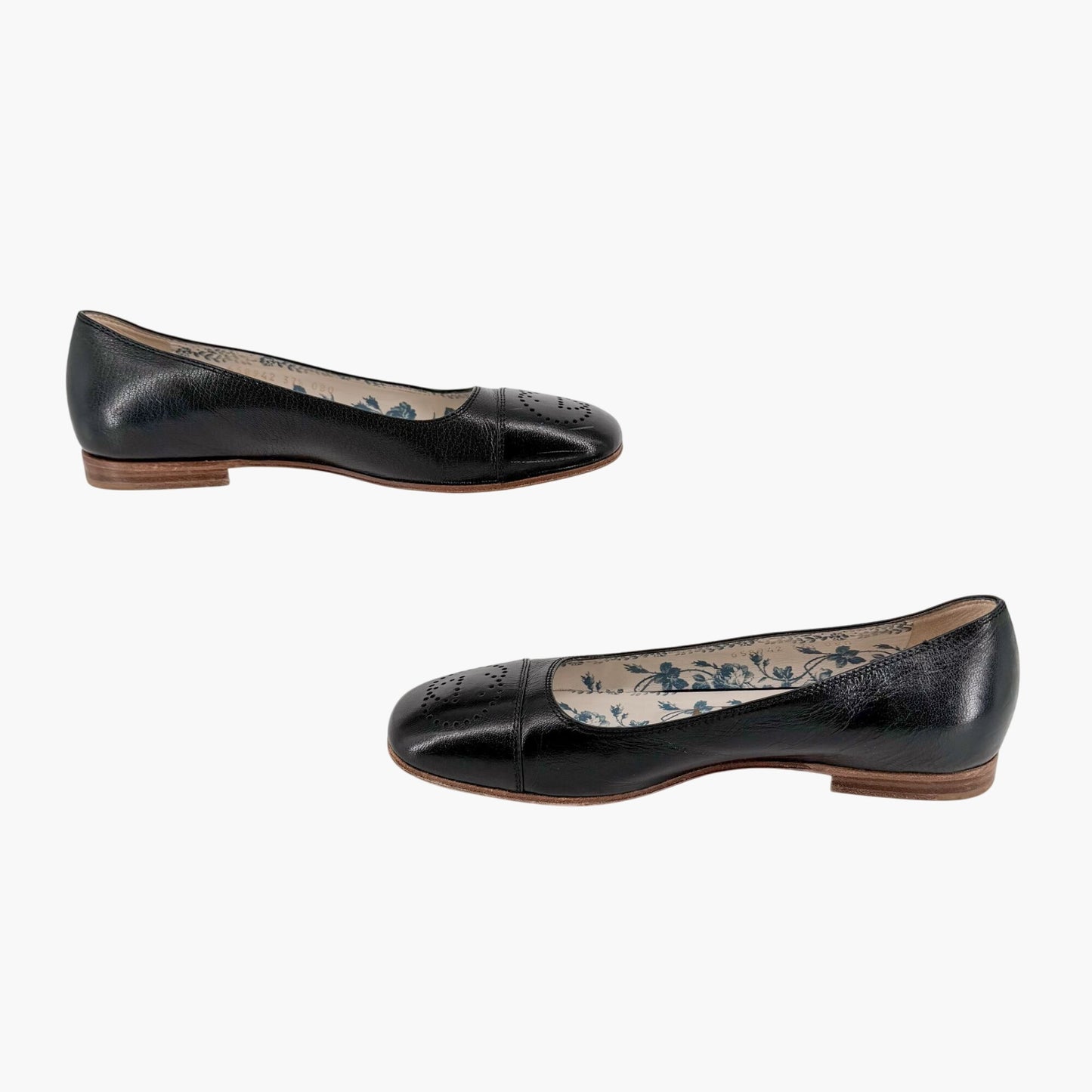 Gucci Hills GG Cap Toe Ballet Flats Black Size 37.5
