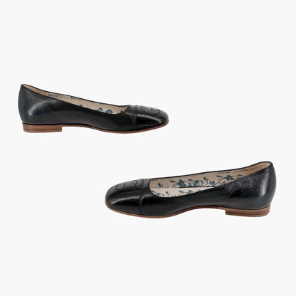 Gucci Hills GG Cap Toe Ballet Flats Black Size 37.5