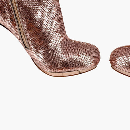 Christian Louboutin Moulin Noir 120 Over-the-Knee Sequin Boots in Pink – Size 40