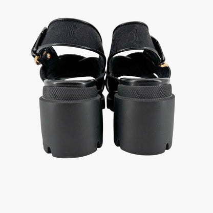 Gucci Granada GG Monogram Lug Sole Sandals in Black Canvas – Size 40.5