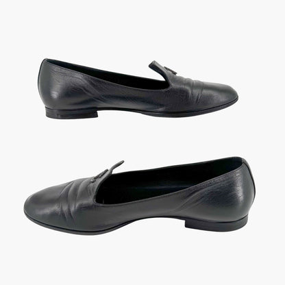 Chanel CC Smoking Loafer Flats in Black Leather – Size 37.5