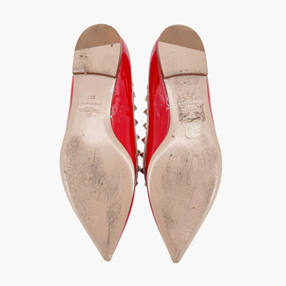 Valentino Garavani Rockstud Ballet Flat in Red Patent Leather Size 39.5