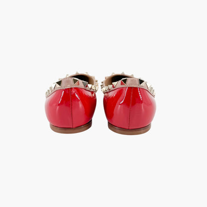 Valentino Garavani Rockstud Ballet Flat in Red Patent Leather Size 39.5