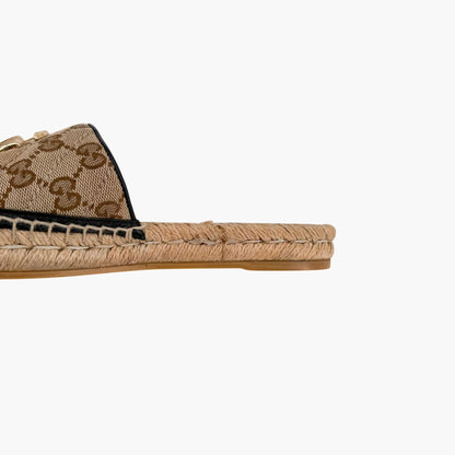 Gucci Marmont GG Espadrille Slide Sandals Beige Size 37