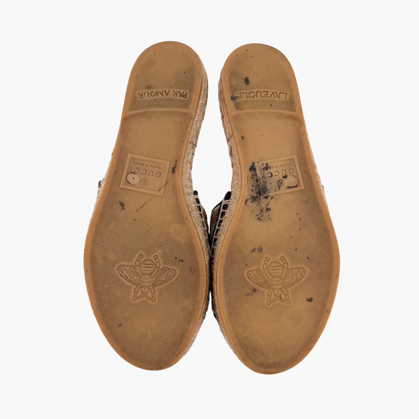 Gucci Marmont GG Espadrille Slide Sandals Beige Size 37