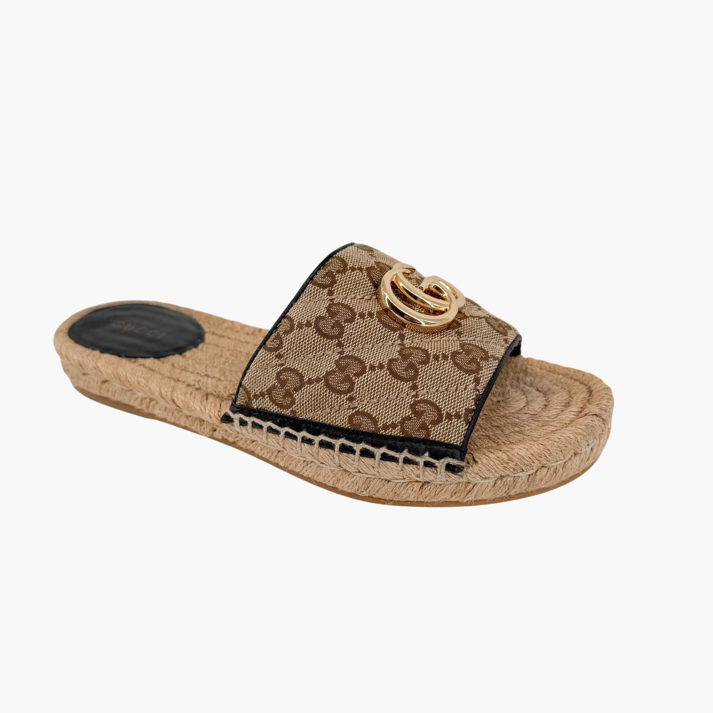 Gucci Marmont GG Espadrille Slide Sandals Beige Size 37