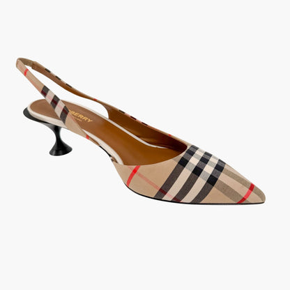 Burberry Leticia 55 Slingback Pumps in Archive Check Size 39