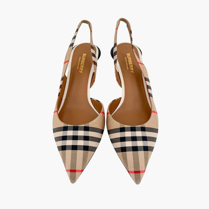 Burberry Leticia 55 Slingback Pumps in Archive Check Size 39