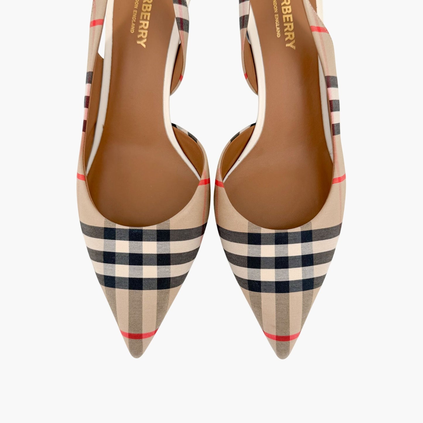 Burberry Leticia 55 Slingback Pumps in Archive Check Size 39