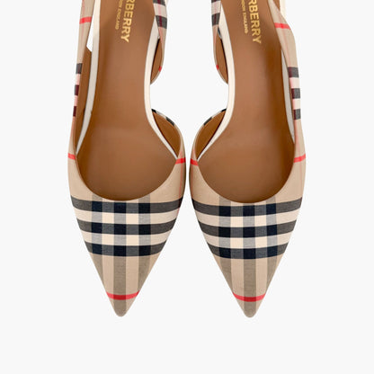 Burberry Leticia 55 Slingback Pumps in Archive Check Size 39