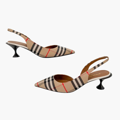 Burberry Leticia 55 Slingback Pumps in Archive Check Size 39