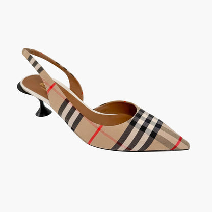 Burberry Leticia 55 Slingback Pumps in Archive Check Size 39