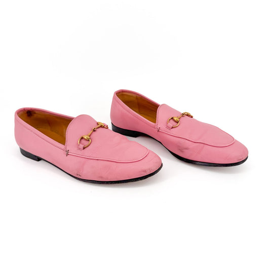 Gucci Jordaan Horsebit Loafers in Pink Leather Size 39.5