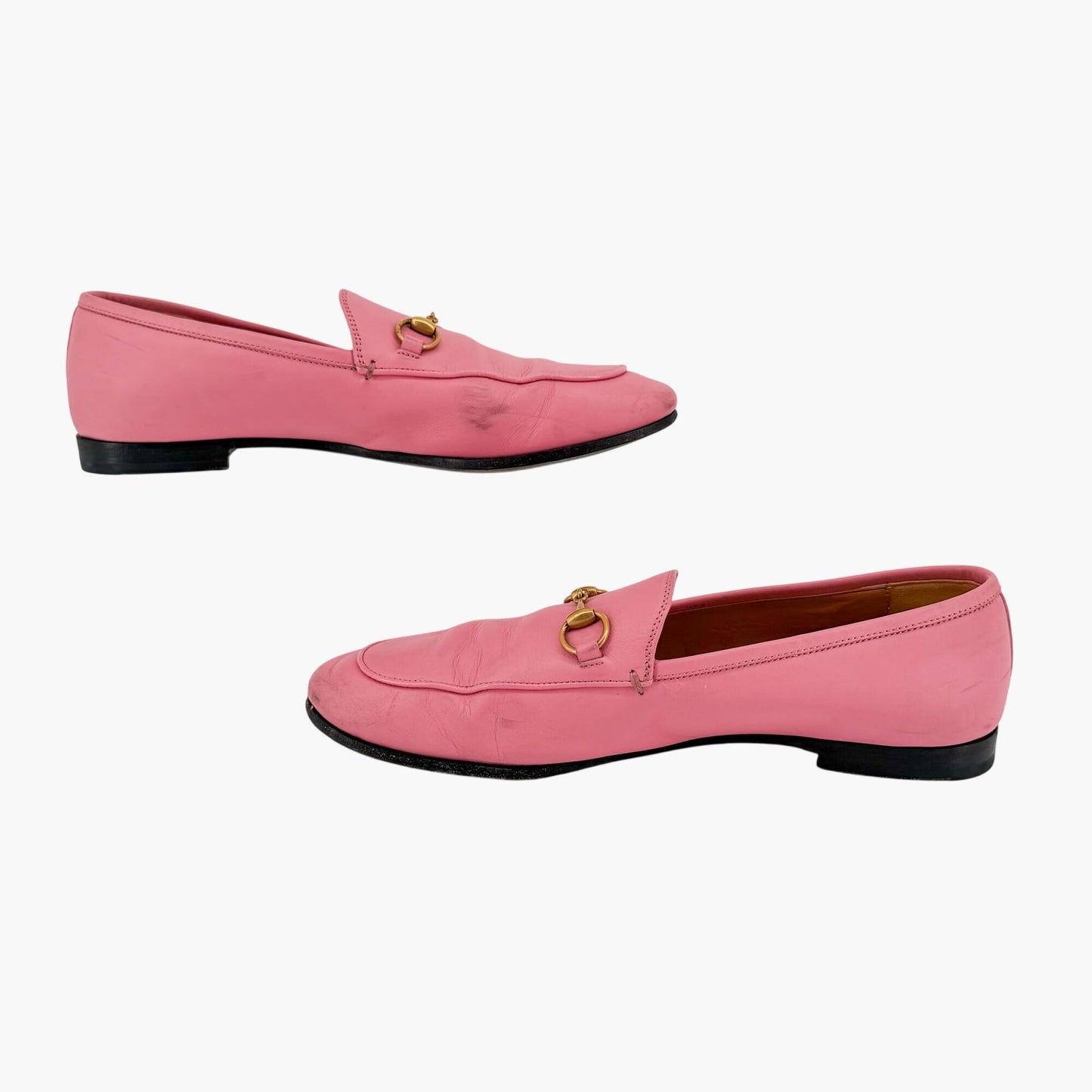 Gucci Jordaan Horsebit Loafers in Pink Leather Size 39.5