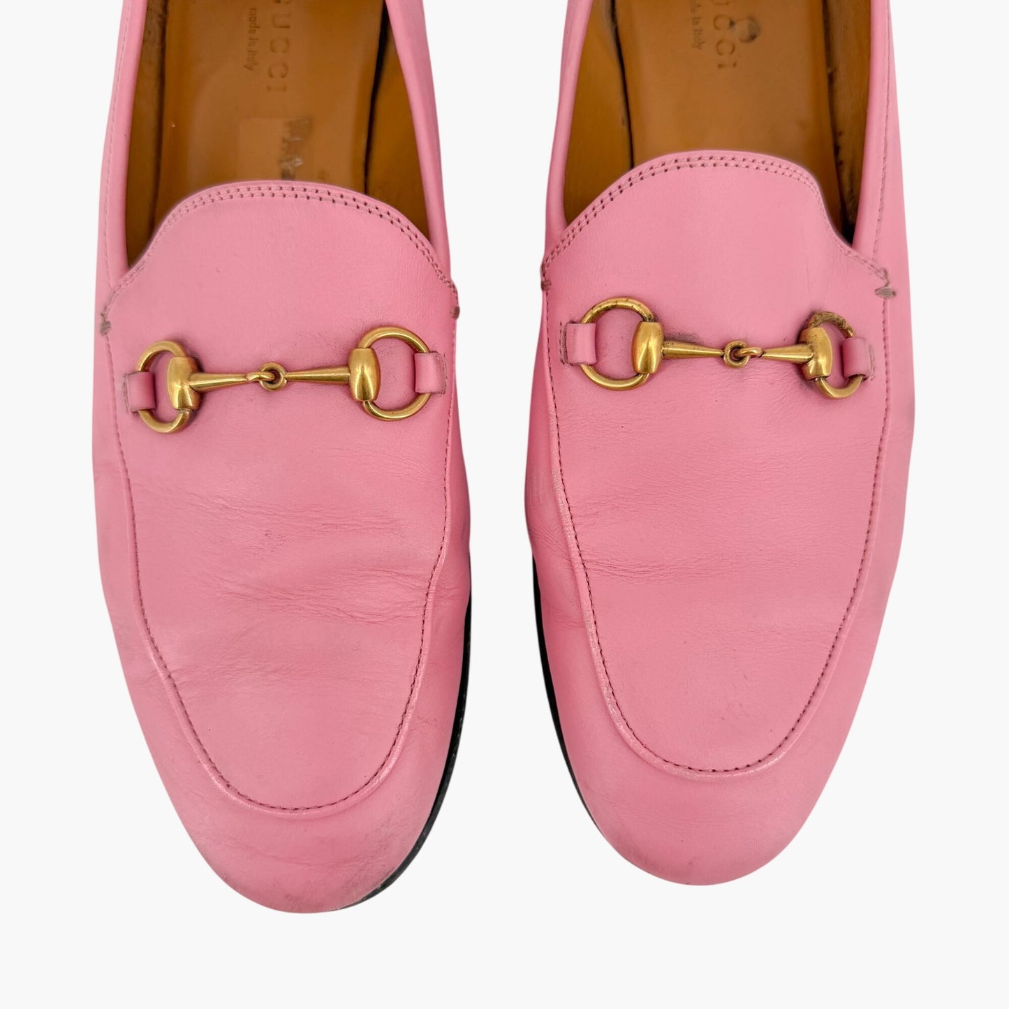 Gucci Jordaan Horsebit Loafers in Pink Leather Size 39.5