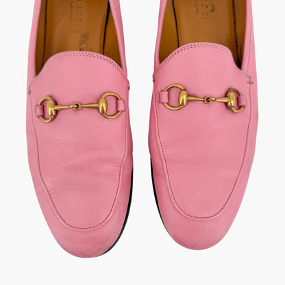 Gucci Jordaan Horsebit Loafers in Pink Leather Size 39.5