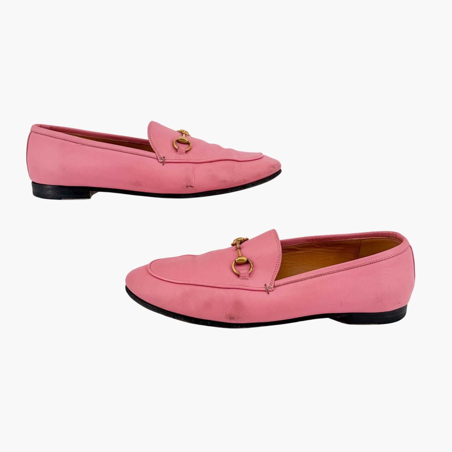 Gucci Jordaan Horsebit Loafers in Pink Leather Size 39.5